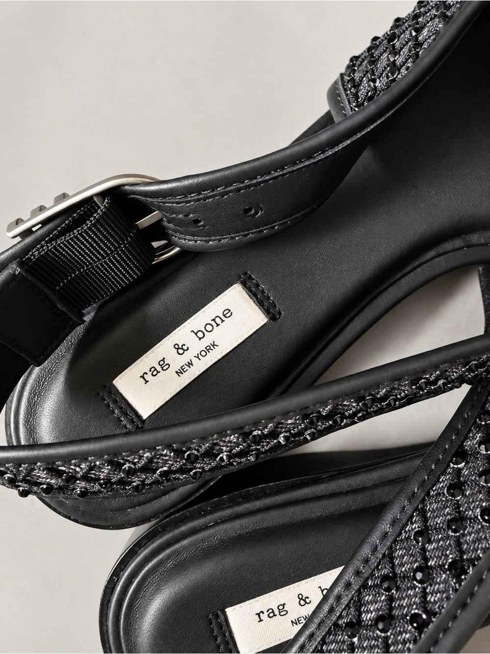 Rag & Bone Astra Diamante Mesh Slingback Flats Black Size 8.5 - Picture 2 of 5